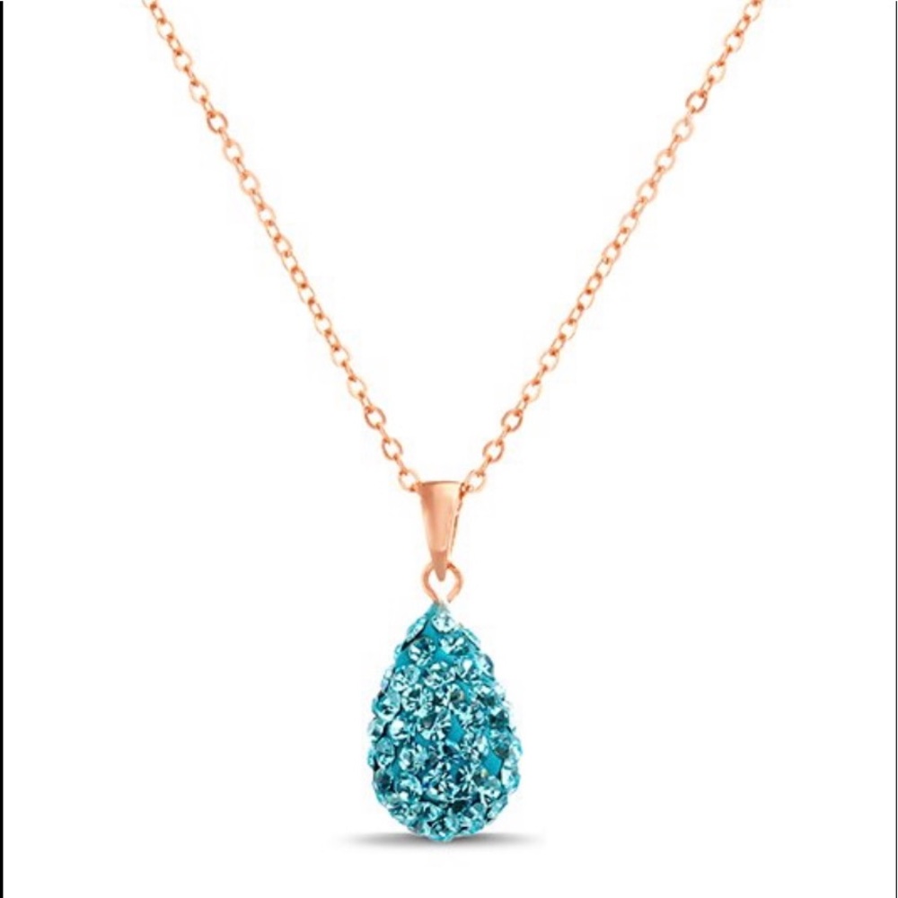 18k goldplated pave’ teardrop necklace NWT